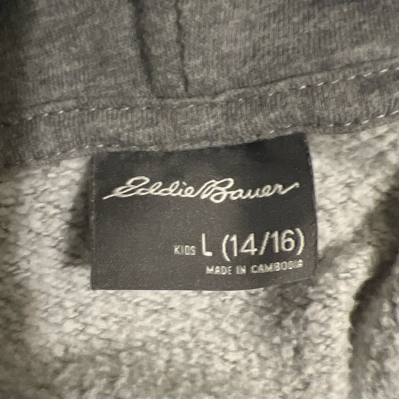 Eddie Bauer Boys Camp Fleece Hoodie Olive Green Camo Size L (14/16) Youth - Picture 5 of 7